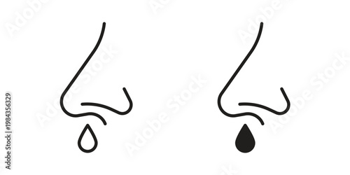 Runny nose icon, thin line symbol, editable stroke eps 10