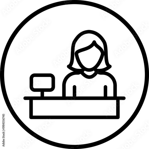 Receptionist Line Icon Style