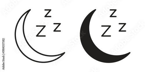 Sleep icon, thin line symbol, editable stroke eps 10