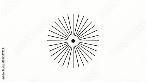 Black line sunburst design on white background