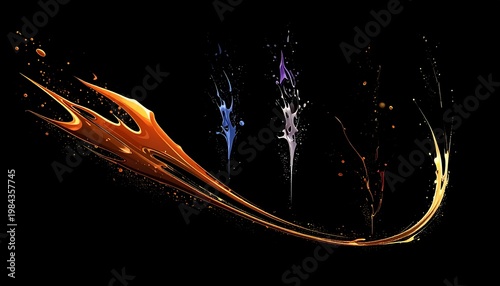 Vibrant abstract artwork with colorful paint splashes on black
