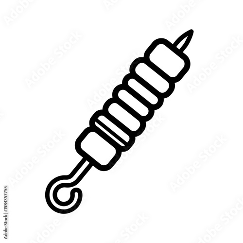 Grilled Meat Skewer Vector Icon Line Art Illustration for BBQ Menu