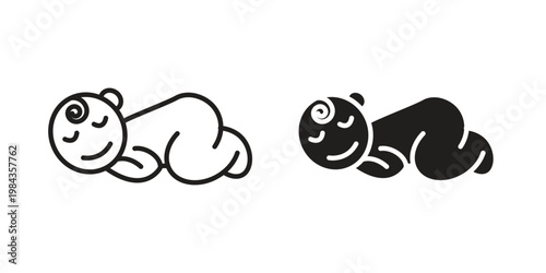 Sleeping baby icon, thin line symbol, editable stroke eps 10
