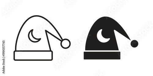 Sleeping Hat icon, thin line symbol, editable stroke eps 10