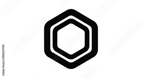 A series of nested hexagonal shapes progressively smaller create a striking geometric design silhouette high quality professional detailed modern elegant stylish