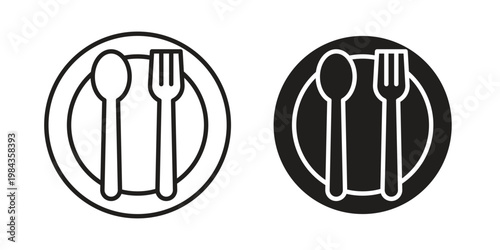 Spoon and Fork icon, thin line symbol, editable stroke eps 10