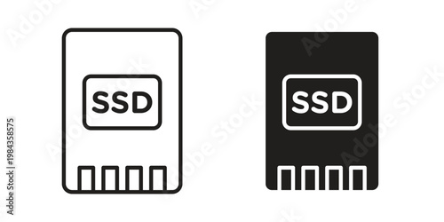 SSD drive icon, thin line symbol, editable stroke eps 10