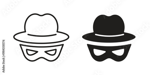 Spy icon, thin line symbol, editable stroke eps 10