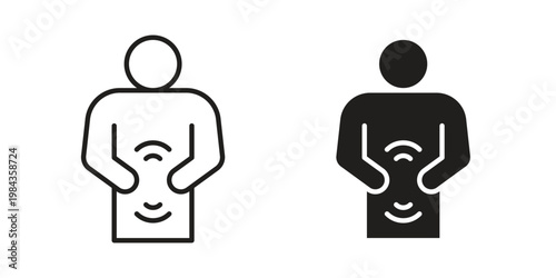 Stomachache icon, thin line symbol, editable stroke eps 10