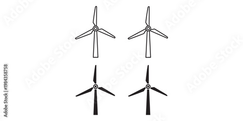 Four different wind turbine icons in black on white background