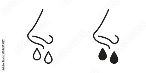 Stuffy nose icon, thin line symbol, editable stroke eps 10