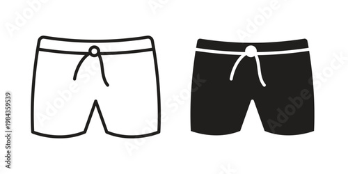 Swim shorts icon, thin line symbol, editable stroke eps 10