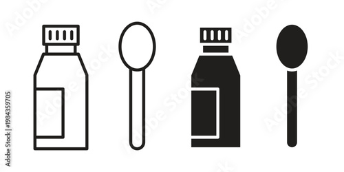 Syrup medicine bottle icon, thin line symbol, editable stroke eps 10