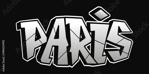 Paris graffiti street art typography design in monochrome