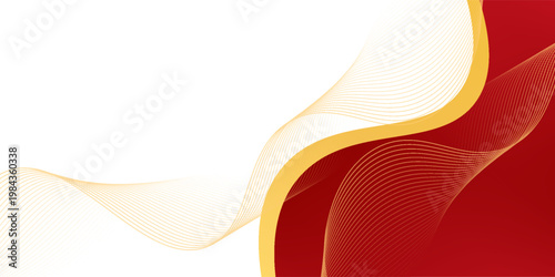 Curved golden yellow wave and a deeper red wavy border, footer vector illustration