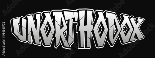 Unorthodox word in graffiti style typography creating a logo