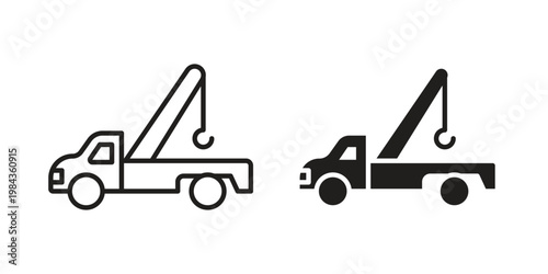 Tow truck icon, thin line symbol, editable stroke eps 10
