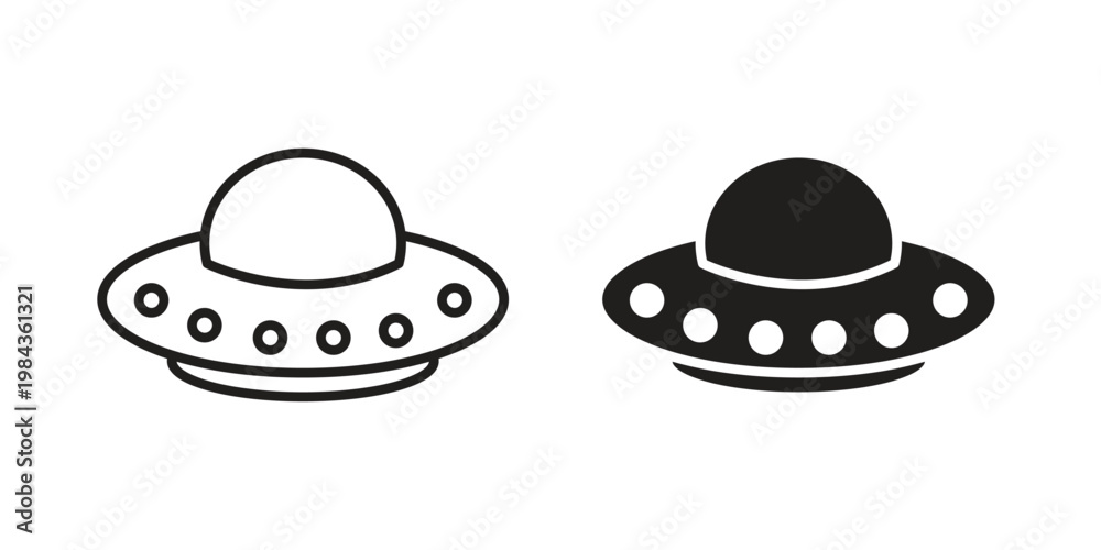 Fototapeta premium UFO icon, thin line symbol, editable stroke eps 10