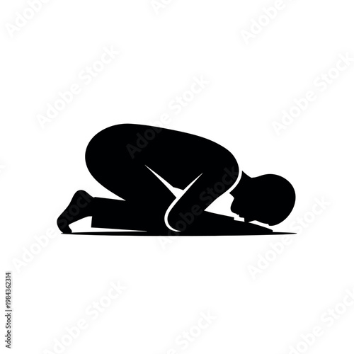 Silhouette of a person praying in Islamic tradition.