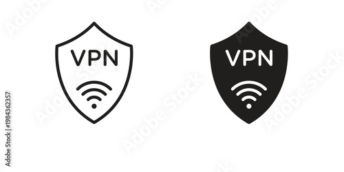 Vpn icon, thin line symbol, editable stroke eps 10