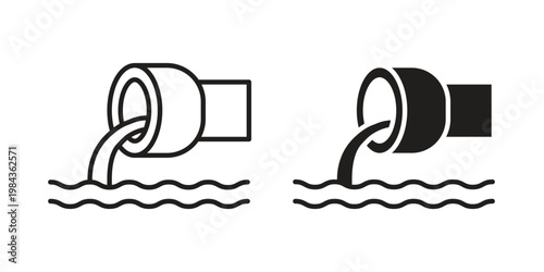 Waste water icon, thin line symbol, editable stroke eps 10