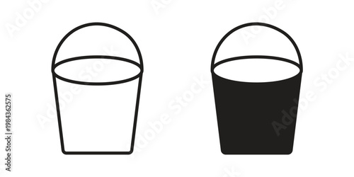Water bucket icon, thin line symbol, editable stroke eps 10