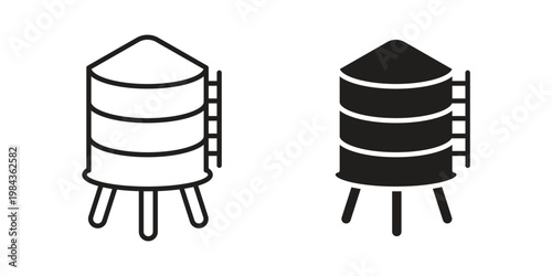 Water tank icon, thin line symbol, editable stroke eps 10