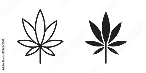 Weed icon, thin line symbol, editable stroke eps 10