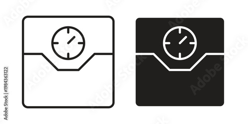Weight scale icon, thin line symbol, editable stroke eps 10