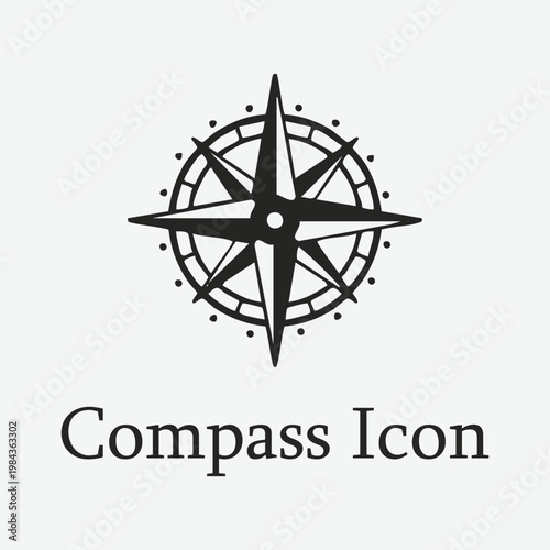 Compass Icon Vector, Navigation Direction Symbol, GPS Map Pointer Illustration