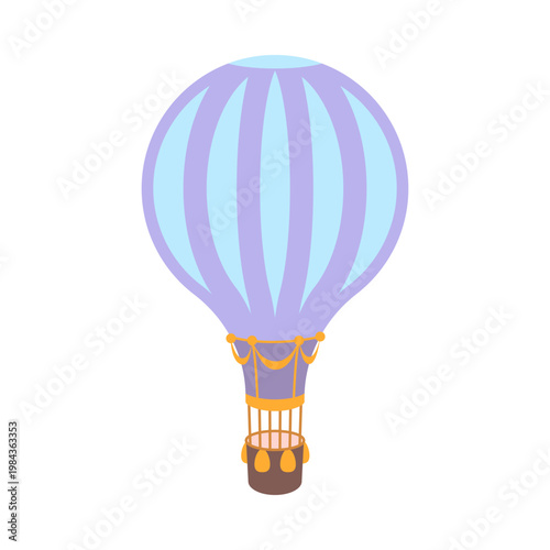 Simple isolated hot air balloon with pastel colors on a white background vector illustration