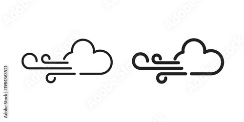 Wind clouds icon, thin line symbol, editable stroke eps 10