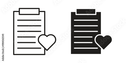 Wish list icon, thin line symbol, editable stroke eps 10