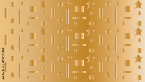 Luxury Gold Geometric Pattern: Seamless Background with Stars, Circles, and Bars, Art & Illustration
