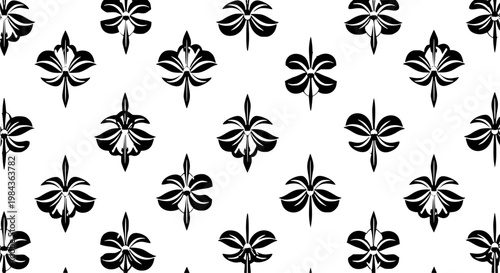 Flower De Luce Seamless Pattern Vector with Elegant Stylized Lily Heraldic Motif