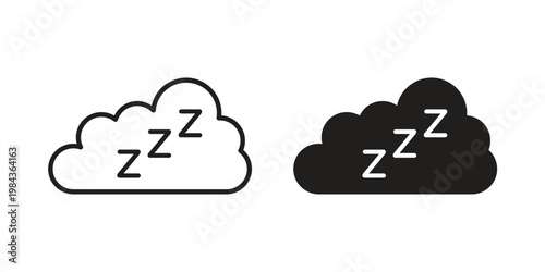 Zzz icon, thin line symbol, editable stroke eps 10