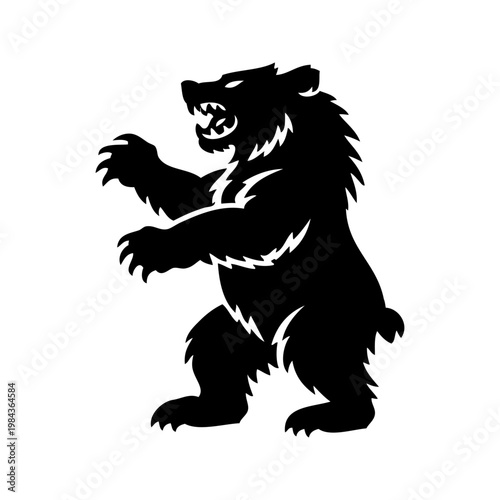 Logotipo con la silueta de un oso rampante heráldico, al estilo clásico de los emblemas medievales