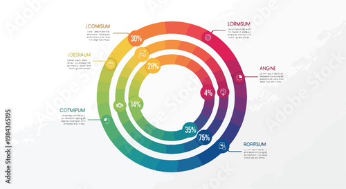 Foto Modern circular infographic template with colorful concentric rings, business da