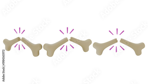 Bild auf Leinwand Bone Fracture Illustration: A conceptual illustration showcases multiple instances of bone fractures, with the bones separated and highlighted, symbolizing the severity of damage to skeletal health
