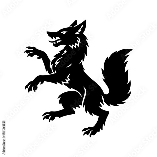 Logotipo con la silueta de un zorro rampante heráldico, al estilo clásico de los emblemas medievales