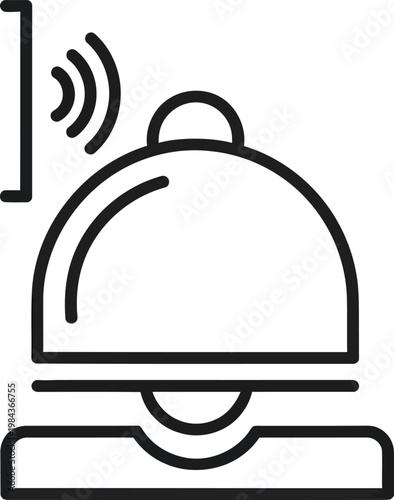 Wireless bell icon with signal waves radio waves line art alert system