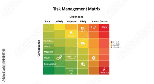 Risk management matrix, business risk assessment tool, probability impact chart, decision making grid