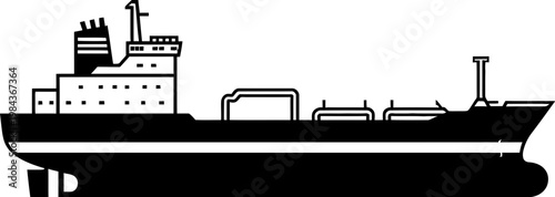 Oil Tanker Cargo Ship Silhouette Vector