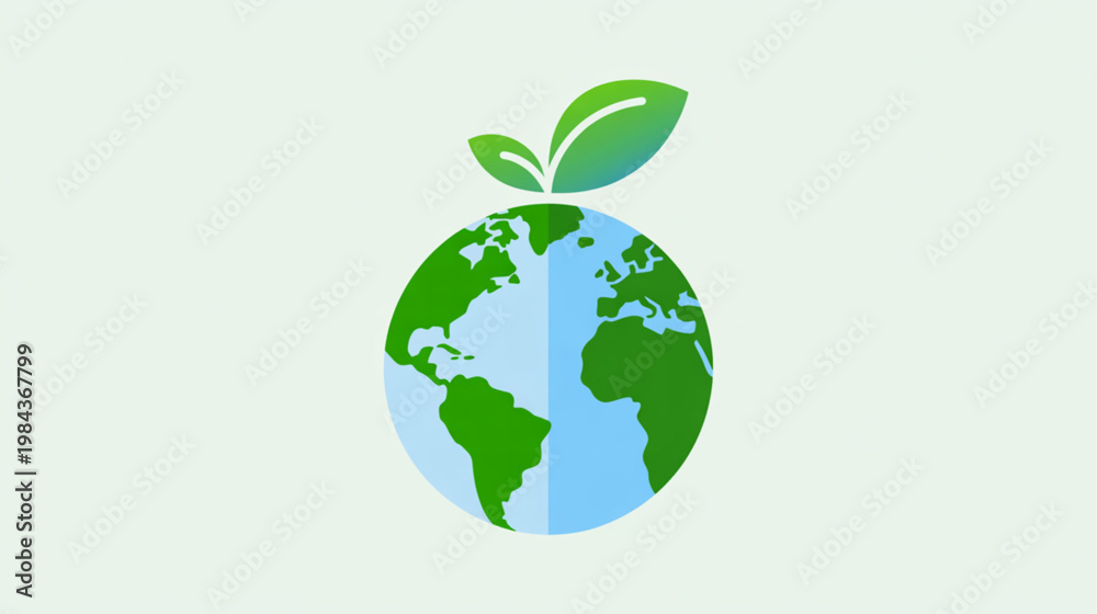 Obraz premium Eco friendly earth globe, green planet icon, environmental symbol, eco awareness logo