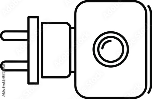 Smart home wall plug adapter icon with power button detail electric automation