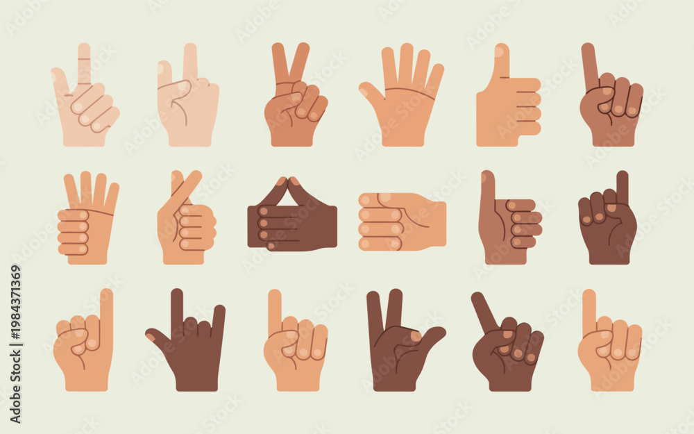 Fototapeta premium Set of diverse hand gestures and signals