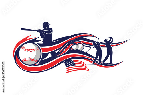 Celebrating flag day with baseball patriotic sports illustration american pride