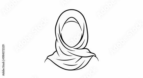 Simple line art icon of a woman wearing a hijab