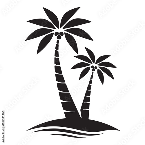 Tropical Palm Tree Island Illustration