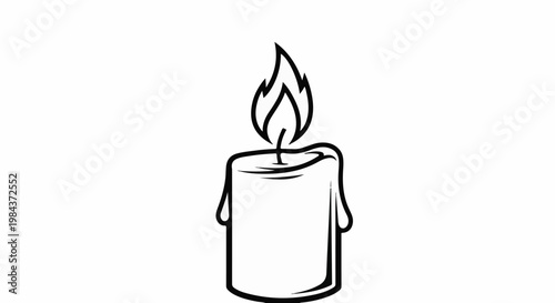 Simple line art of a lit candle with wax dripping